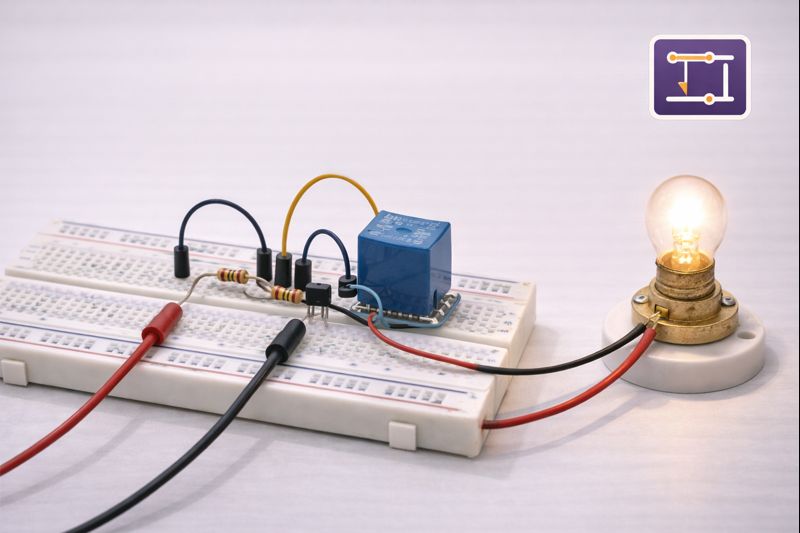 Basit Röle Kontrollü Lamba Devresi